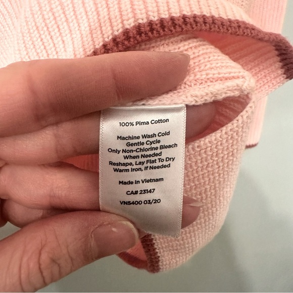 Talbots 100% Pima Cotton Cowl Neck Sweater Pink Ribbed & Knit Size Small - Picture 6 of 10